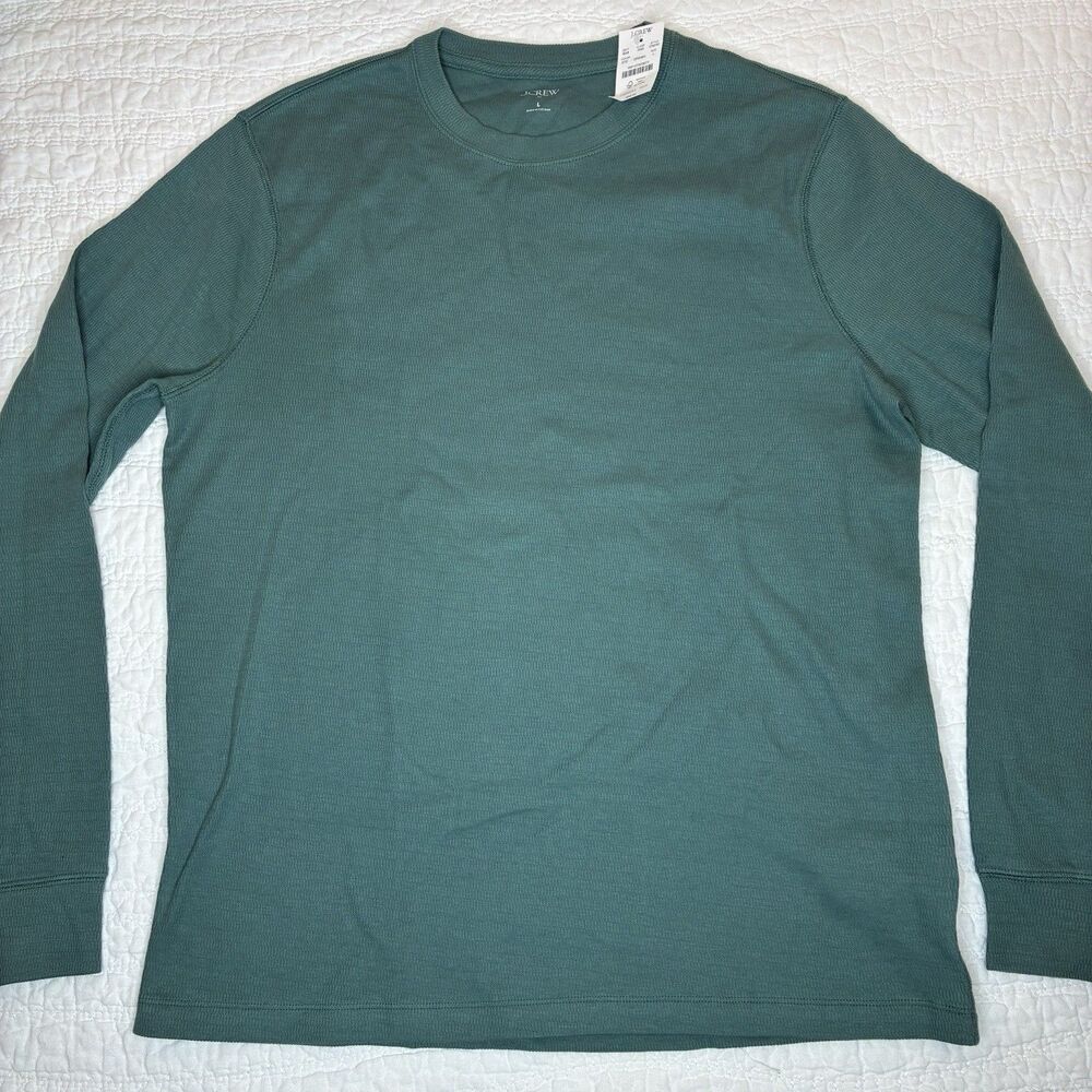 NWT J Crew Men’s Long Sleeve Thermal Waffle Knit Banded Cuff Large 100% Cotton